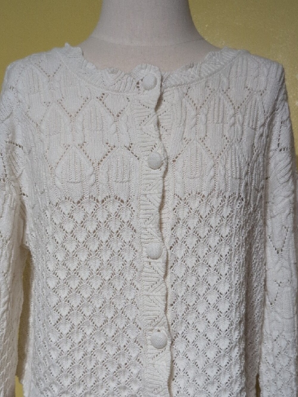Sincerly Jules Cream Knit Button-Front Cardigan - Picture 2 of 10